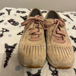 Dansko Charlie Sneaker Shoes Perforated Suede Pink/Beige Womens Size 37 6.5